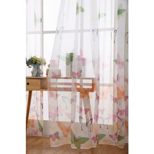 Butterfly Printed Tulle Curtain Tulle curtains for living room Window Screening Solid Door Curtains Drape Panel Sheers Tulle