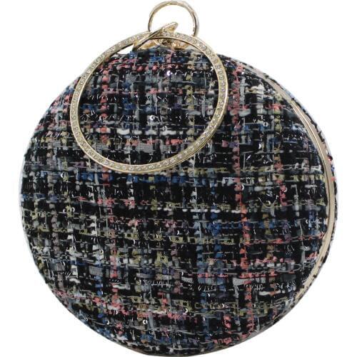 Kingluck round shape with diamond thoundstooth evening clutch handbag purse