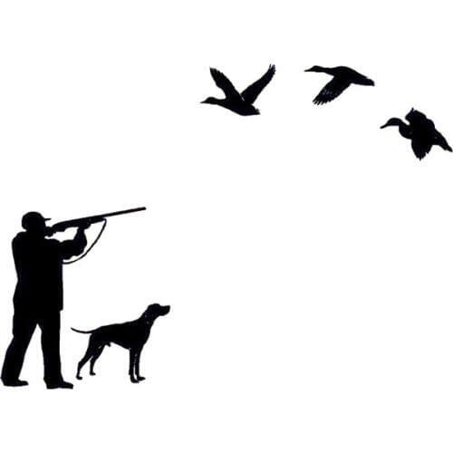 20cm*14.4cm Duck Hunting Hunter Rifle Originality Vinyl Decal Car Sticker Black Silver S6-2718