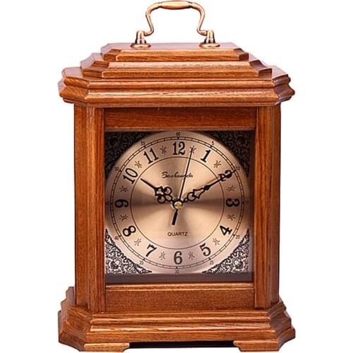 Vintage Solid Wooden Table Clock Luxury Home Decoration Living Room Office Desktop Clocks Home Bedroom Retro Table Watch Gift