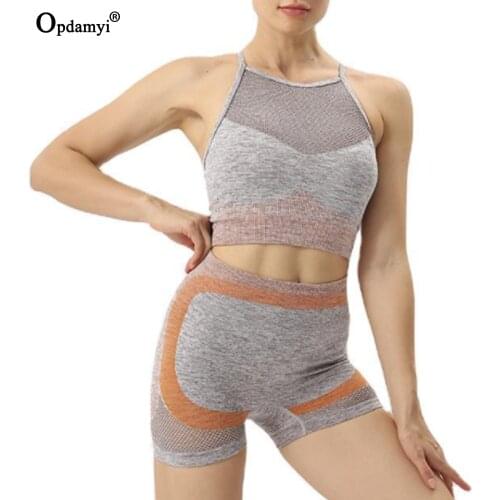 Womens Sportswear Tracksuit Bra Shorts 2 Piece Set Fitness Workout Running Sports Mesh Vest Yoga Set Gym Clothing Sports Suits