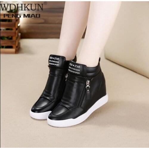 WDHKUN 2020 summer autumn platform wedge heel boots Women Shoes with increased platform sole female fashion casual zip botas