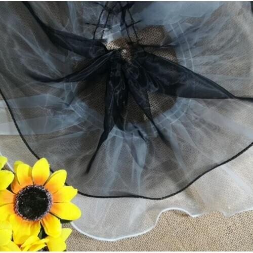 1Yards Embroidered Organza Lace Fabric 13cm White Black Tulle Lace Fabric Wedding Ribbon Lace Material Sewing Accessories QW12