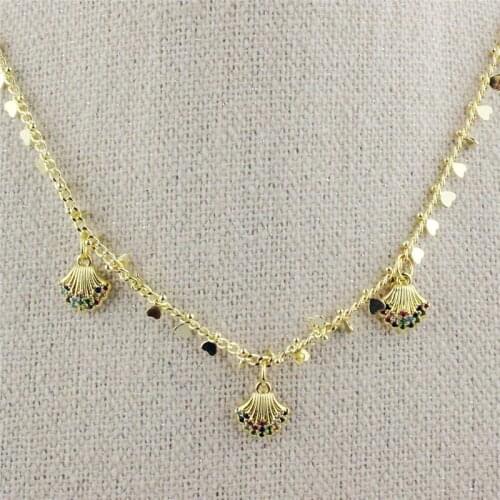 16inch 5pcs/lot New design cz charm necklace,colorful cubic zircon component,popular plated rosary chain necklace wholesale