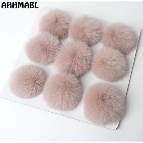 9 Pieces Big Natural Fox Fur Pom Poms 10cm Ball Pompom DIY Winter Brand New For Womens Knitted Hats Skullies Beanies Boots
