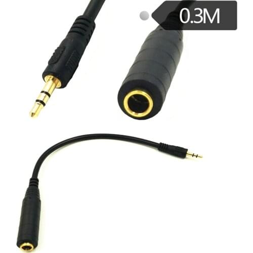 6.35mm Female to 3.5mm Male Plug Jack Stereo Hifi Mic Audio Extension Cable 30cm 1Ft 1.5m 5Ft
