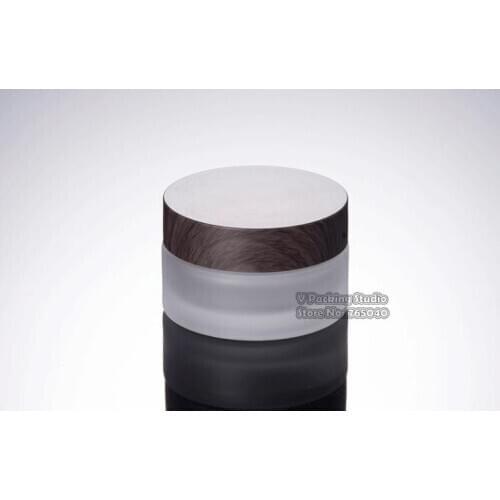 30g Frost Glass Cream Jar with wooden lids Cap 1oz Glass Container 1/3oz Cosmetic Packaging 50pcs/lot