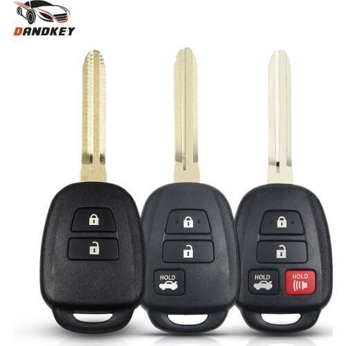 Dandkey 10pcs New 2/3/4 Buttons For Toyota Camry Corolla RAV4 Prius 2012-2017 Fob Uncut TOY43 Car Remote Key Shell Key Case