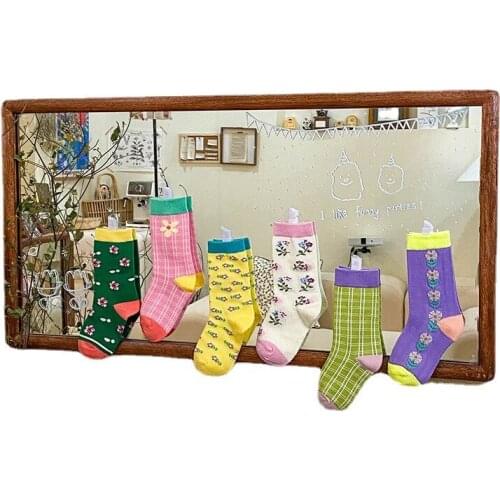 Kids Girl Socks Knee High Flower Socks Toddler Spring Floral Stripe Baby Socks Girl Cotton Socks Princess chaussette haute