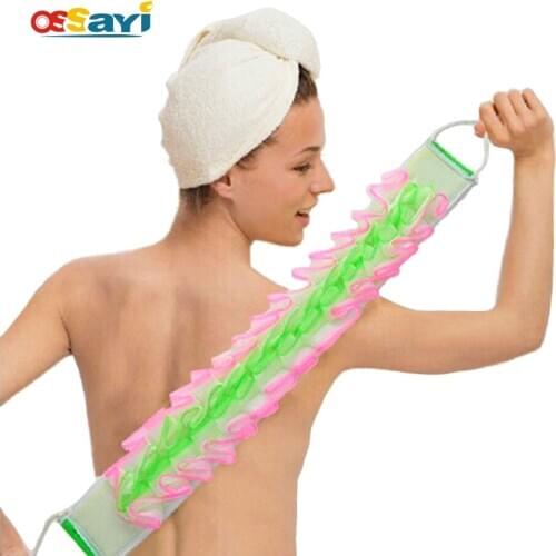 Long Korean Exfoliating Body Cleaner Back Scrub Belt Massage Towel Mesh Wash Cloth Bath Flower Bathroom Shower Skin Cleaning