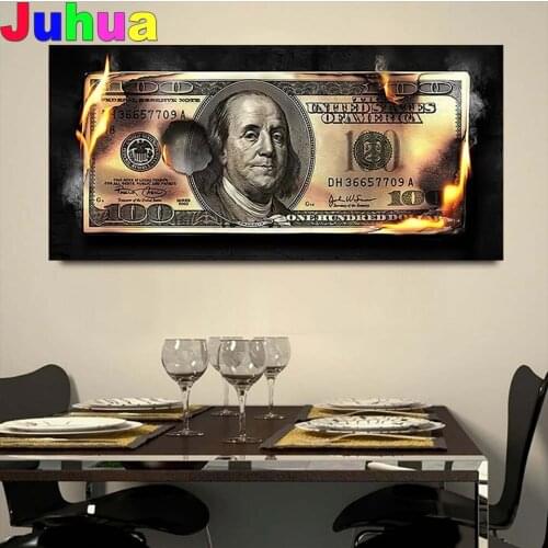 Burning Dollar Modern Abstract 5d picture diamond Painting Full Square/Round mosaic wall sticker 3d cross Stitch large art
