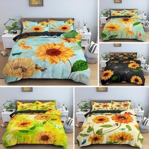 Sunflower Pattern Bedding Set Duvet Cover Sets Comforter Cover Twin Queen King Size Bedding Bed Linens Bedclothes
