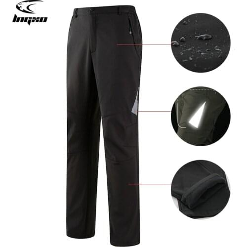 LNGXO Camping Winter Pants Men Trekking Hiking Climbing Hunting Waterproof Trousers Outdoor Reflective Softshell Fleece Pants