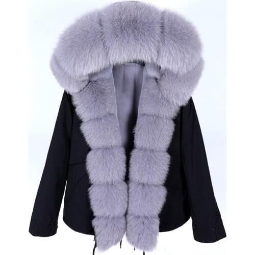 Maomaokong natural real fox fur coat Womens leather jacket winter clothes women bomber jacket parkas padded coats
