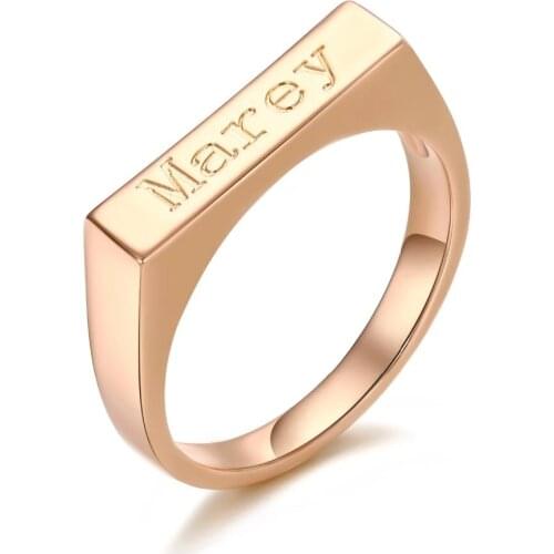 Fashion Custom Letters Engraved Ring Minimalist Initial Letters Personlized Customized Name Bar Rings for Women Jewelry Gift