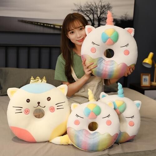 1PC 37-53cm Cartoon Cute Plush Toys Unicorn Cat Pillow Waist Back Soft Pillow Stuffed Cushion Nap Office Car Seat Chair For Kids