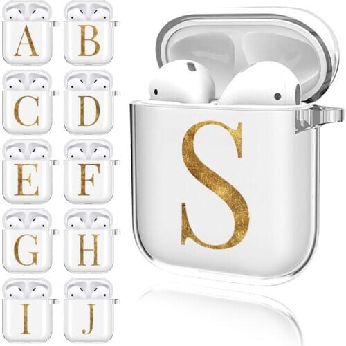 For Apple Airpods 1 / Airpods 2 Case INITIALS NAME Soft Silicone Protective Bluetooth Earphone Cover Charger Clear Earpods Box