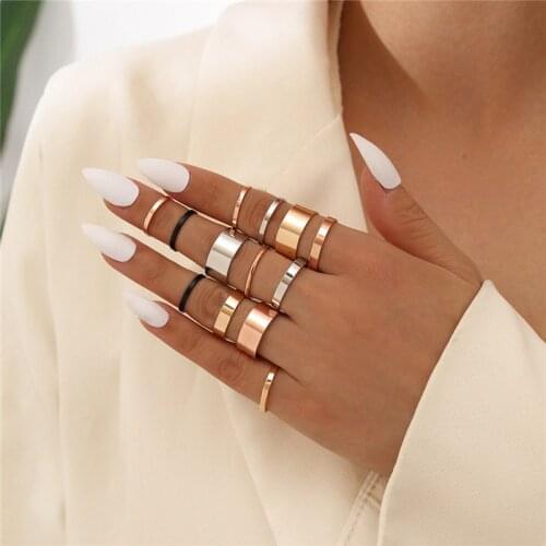 Modyle Simple Design Round Gold Color Rings Set For Women Handmade Geometry Finger Ring Female Jewelry Gifts