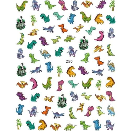 10PCS Anime Characters Maple Leaf Lips Nail Stickers Cartoon Dinosaurs For Nails Love Chrysanthemum Snake Self-adhesive Nail Art