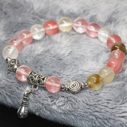 New fashion multicolor 8mm round watermelon quartz beads beaded bracelet women high quality free shipping jewelry 7.5inch B2189