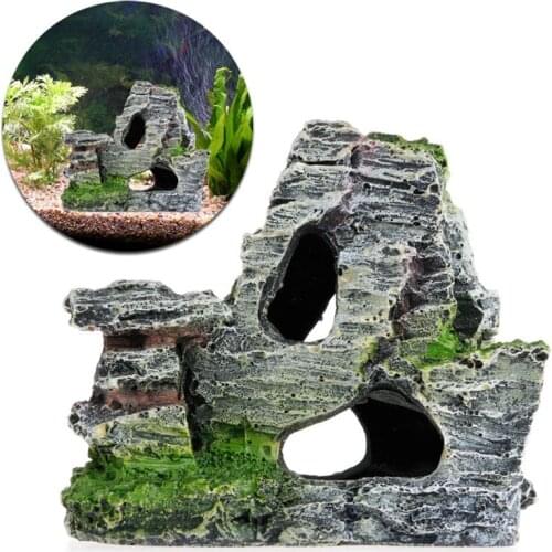 2021 New Mountain View Aquarium Rock Cave Tree Bridge Fish Tank Ornament Rockery Decor