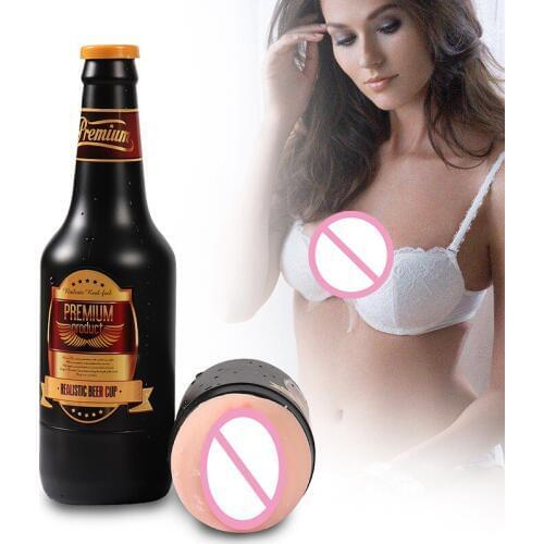New Portable beer bottle Realistic vagina Mini Male Masturbator Adult Masturbation Aircraft cup Vagina Sex Toys for Men