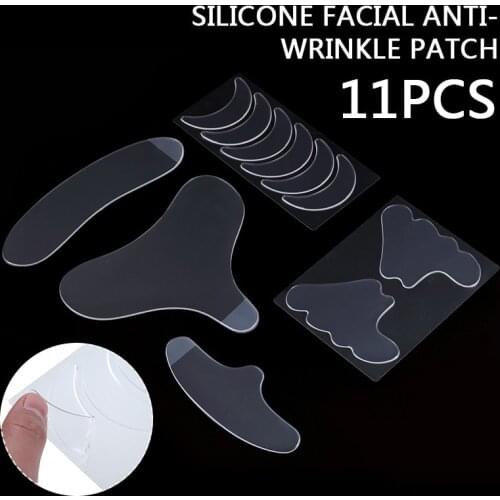 11pcs Skin Pads Anti Wrinkle Patches Chest Face Forehead Neck Eye Sticker Silicone Reusable Patch Agless Facial Patch