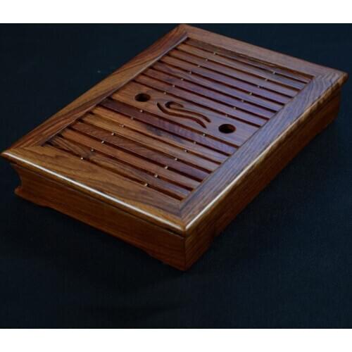 Tea Tray African Wenge Teaboard Chicken Wing Wood Puer Tea Table Saucer Drawer Tray Size about 33.5-23.5-6CM