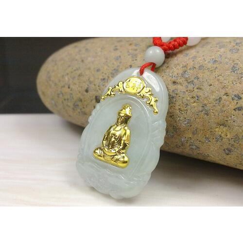 Pendants Jade For Men and Women New Design Guanyin Buddha Gold Jade Pendant For Men Women Hot Sales Unisex Necklace