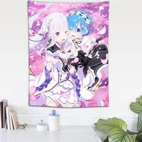 Re Zero Kara Hajimeru Isekai Seikatsu Anime Tapestry Wall Hanging Cloth Customized Ghost Background Room Decoration Art Painting