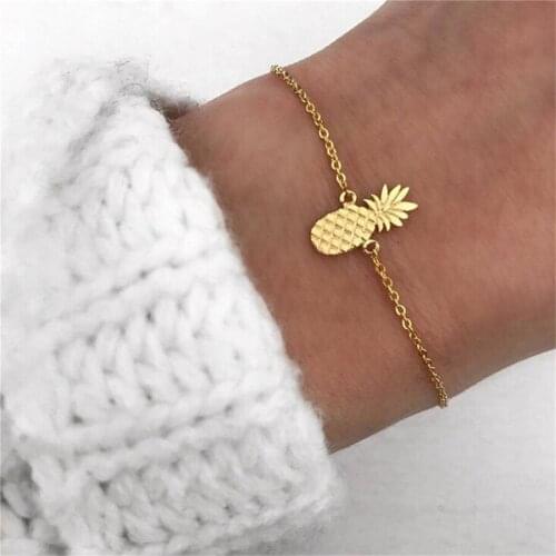 Adjustable Chain Bangle Bracelet Stylish Fruit Pineapple Bracelet Elegant Pineapples Chains Anklet Bracelets Jewelry