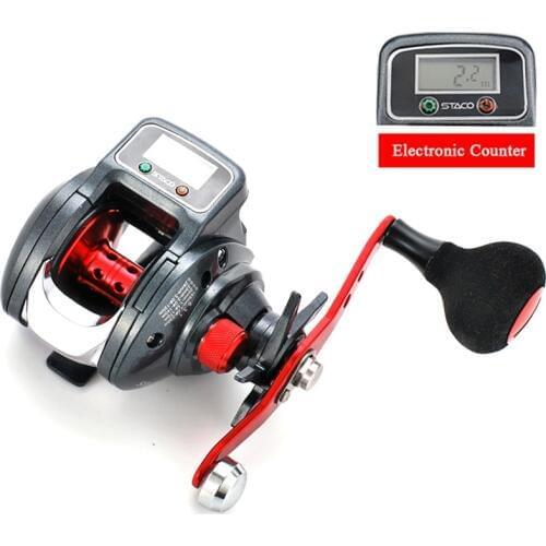 Baitcasting Fishing Reel with Line Counter 6.3:1 Gear Ratio 16+1 Bearings Low Profile Baitcaster Reels Digital Display Wheel