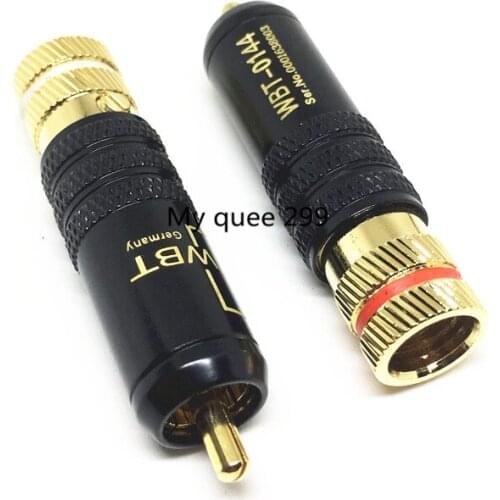 Sindax 2pcs/lot WBT-0144 signal line plug RCA plug connector adapter RCA lotus head copper gold plated plug RCA connectors