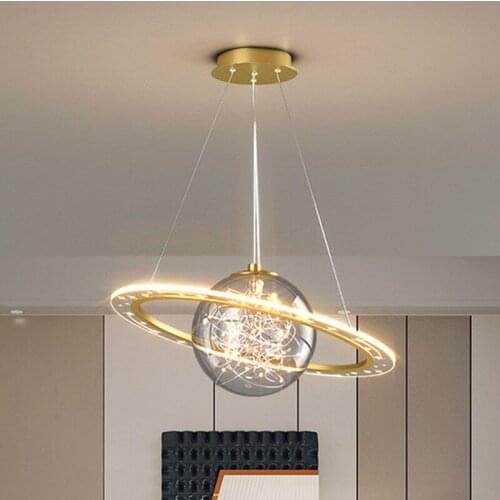 Modern Golden LED Ceiling Pendant Lamp Home Dining Room Bedroom Lighting Pendant Lights Indoor Round shape Decoration luminaire