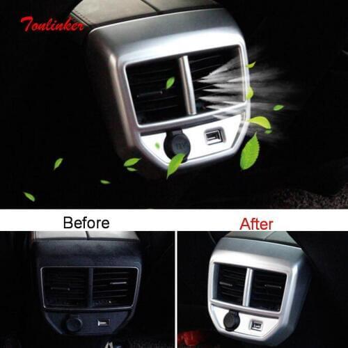 Tonlinker Interior Armrest back Outlet Cover Sticker for CITROEN C5 Aircross 2017-19 Car Styling 1 PCS ABS Matte Cover stickers