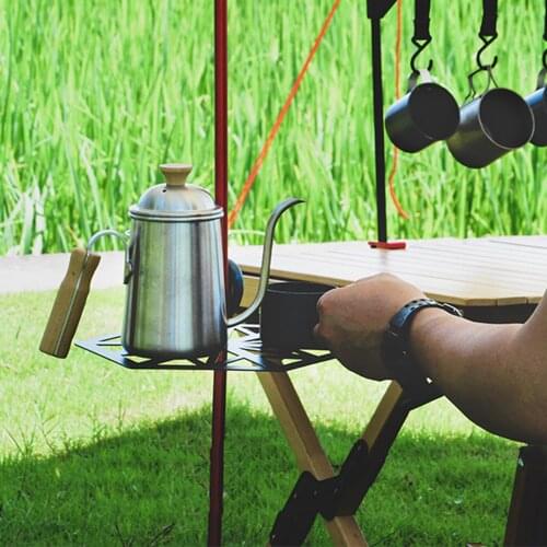 Outdoor Camping Lamp Pole Table Shelf Storage Stainless Steel Black 10"