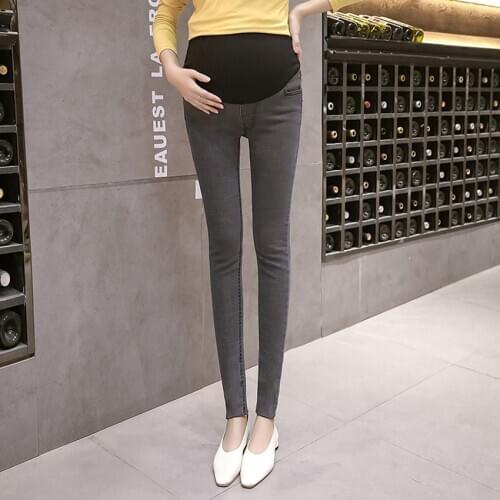 Spring maternity pants pencil pants stretch jeans Korean fashion pregnant women nine-point abdomen pants
