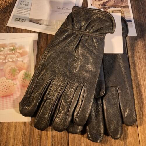 Vintage Retro Leather Gloves Motorcycle Gloves Men Winter Warm Gloves Hiking Camping Gloves