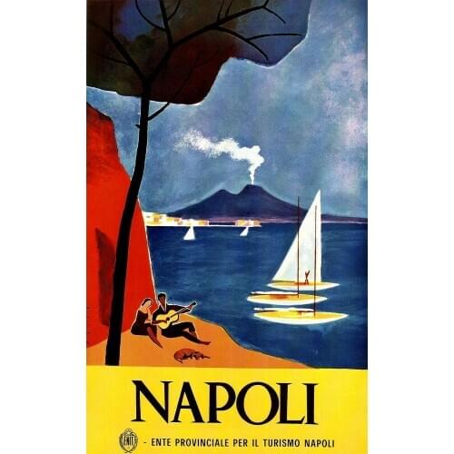 Vintage Travel Napoli Italy Art print Silk poster Home Wall Decor
