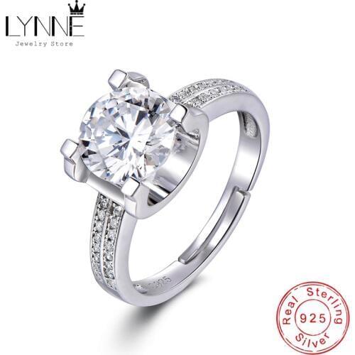 LYNNE Jewelry New 925 Sterling Silver Fine AAA Austria Zircon Resizable Rings Fashion Party CZ Shine Ring Women Anniversary Gift