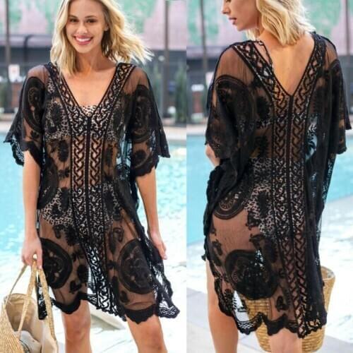 Women Summer Beach Beachwear Swimwear Bikini Wear Cover Up Lace Crochet Dress