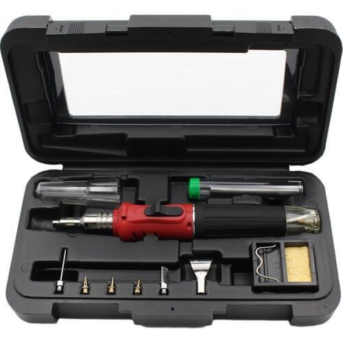 10 in 1 HS-1115K Electronic Ignition Gas Soldering Iron Kit Set Gas Blow Torch Solder Iron Gun Welding Pen Burner Tools HS-1115K