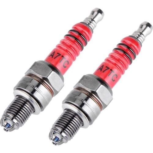 2pcs Racing Spark Plug 3 Electrode A7TC for 50cc 70cc 110cc 125cc 150cc Atv Scooter Dirt Bike Go Kart Triple Electrode