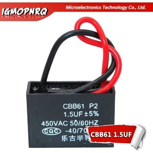 5pcs CBB61 1.5uf starting capacitance AC Fan Capacitor igmopnrq 450V CBB Motor Run Capacitor
