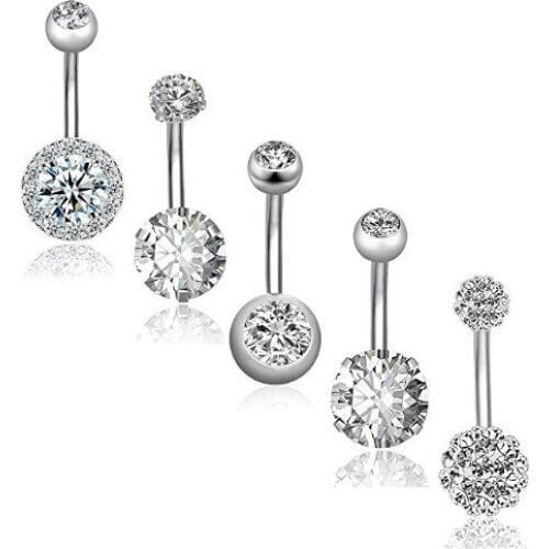 5pcs/lot Sale rhinestone Body piercing two color belly button ring navel ring nickel-free