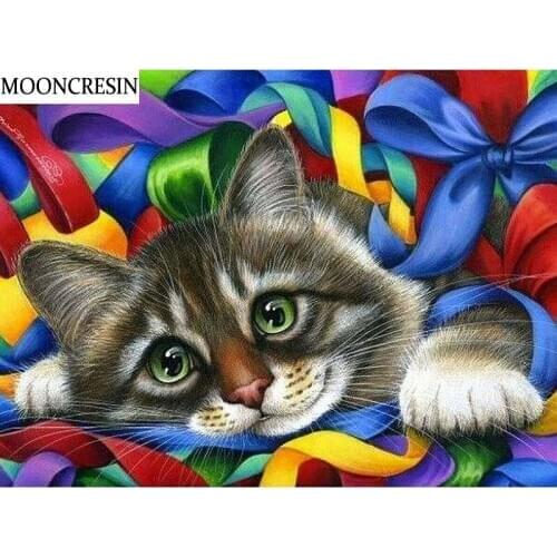 5D Diy Diamond Painting Cat Animal New Arrival Needlework Full Diamond Embroidery Cross Stitch Crystal Mosaic Home Decoration