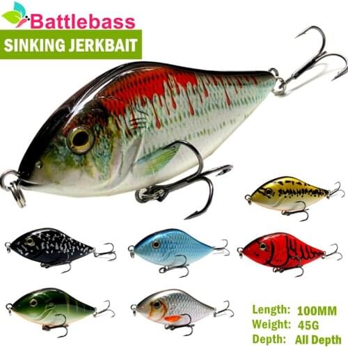 BATTLEBASS 2021 NEW 100MM 45G Slow Sinking Jerkbait Fishing Lure Slider Swim Action Hard Body Jerk Bait for Pike Musky Fishing