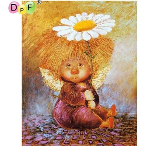 DPF 5D DIY full square diamond painting cross stitch angel sunflower diamond embroidery mosaic painting decoration gift