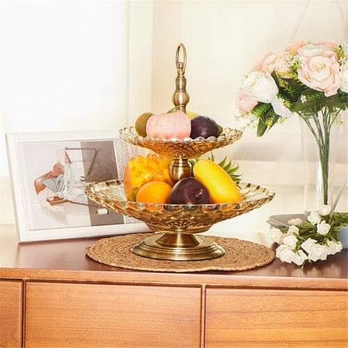 European-style Double-layer Crystal Glass Fruit Plate Dried Fruit Tray Snack Plate Tray Living Room Home Decor