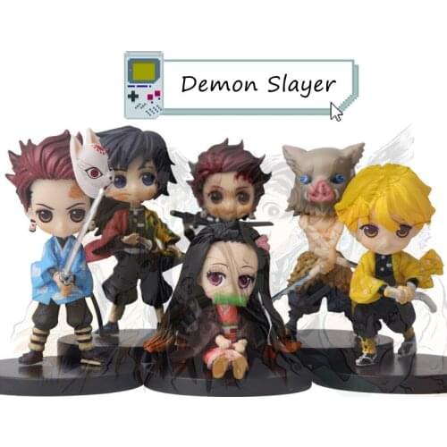 New 6pcs/Set Demon Slayer Figure Toys Kamado Tanjirou Nezuko Zenitsu Inosuke PVC Anime Action Figure 7cm Collection Gifts